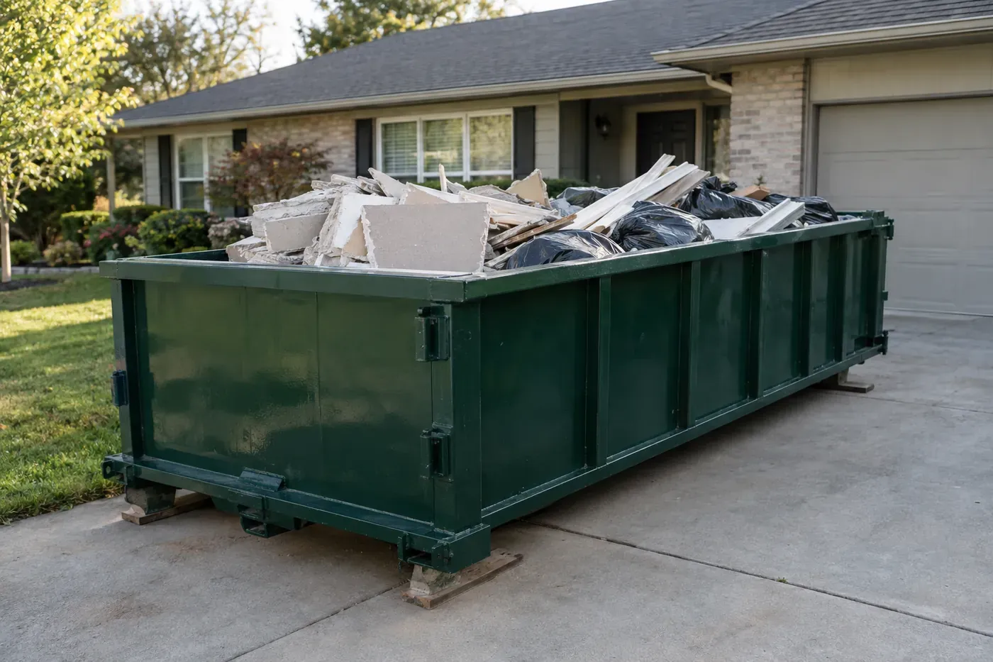 A 15-yard roll-off dumpster