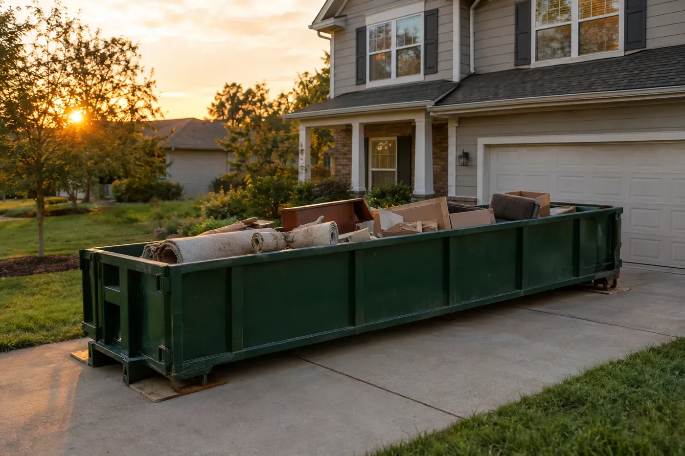 A 20-yard roll-off dumpster