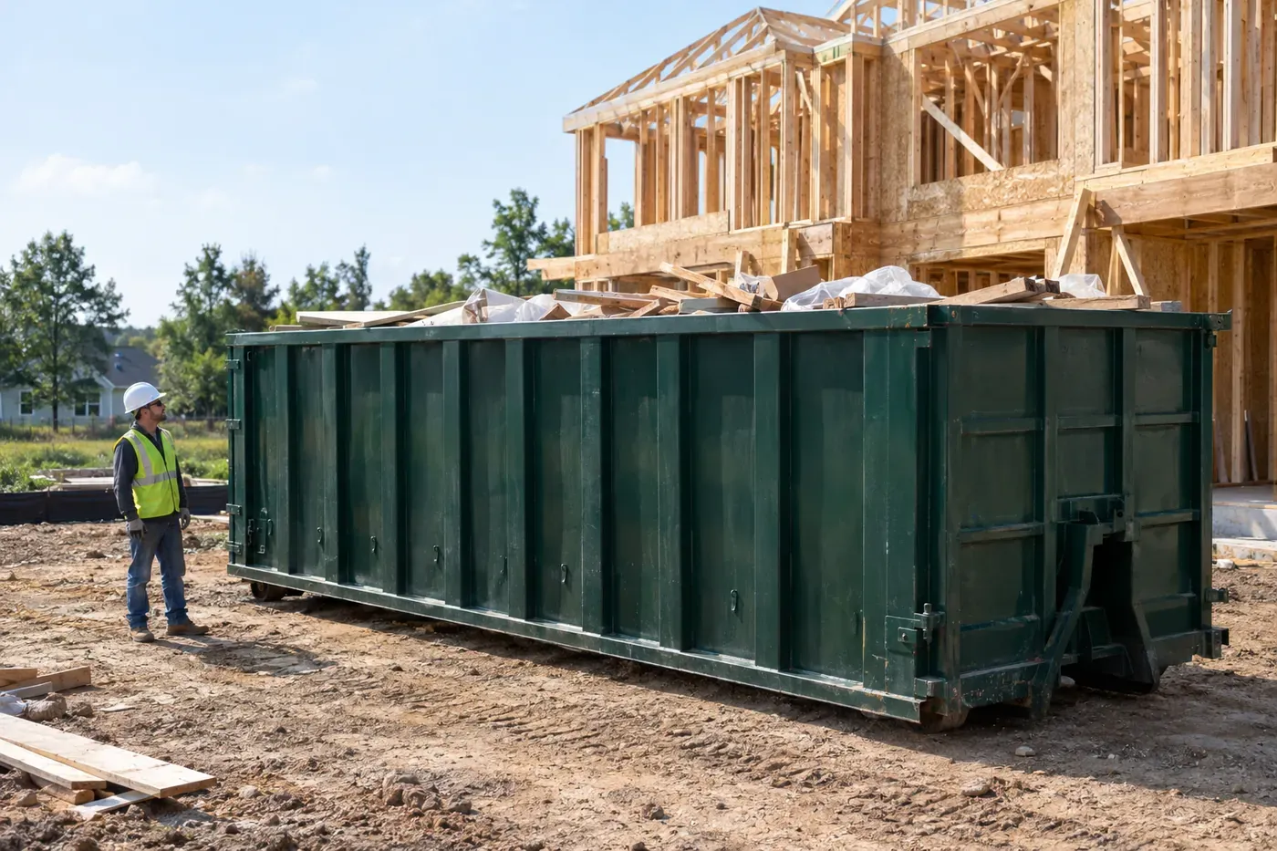 A 40-yard roll-off dumpster